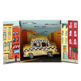 Red Grooms (American, b. 1937),  Ruckus Taxi , Presented in Hand-Painted Diorama Box