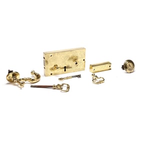 Queen Anne Period Engraved Brass Door Lock