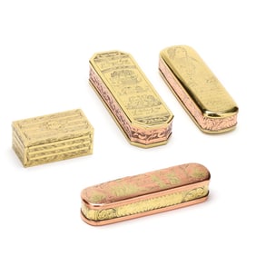 A Group of Dutch Brass Tobacco Boxes