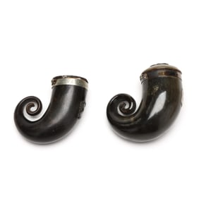 Two Mid-19th-Century Silver Mounted Scottish Horn Mulls