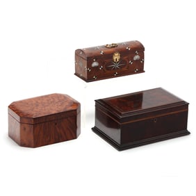 Three Antique Keepsake Boxes, One with Hidden Storage