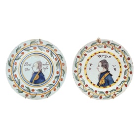 Two 17th-Century Delftware Orangist Portrait Plates