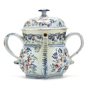 English Delftware Polychrome Posset Pot