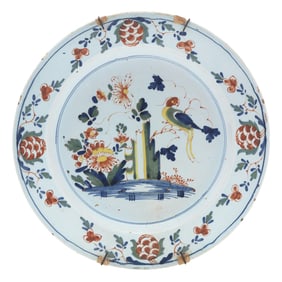 English Delft Polychrome Chinoiserie Plate