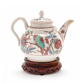 Staffordshire Teapot with Parrot Decoration in the Persian Taste