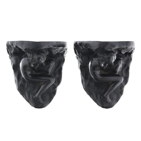 Pair of Art Nouveau Style Patinated Metal Figural Wall Brackets