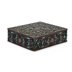 Grecian Sterling Silver and Enamel Decorated Keepsake Box