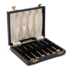 Set of Six Equestrian Theme George VI Silver Cocktail Sticks