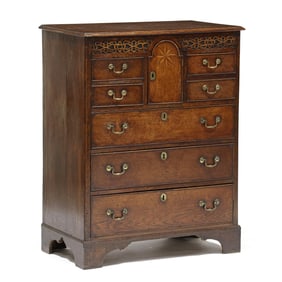 George III Inlaid Oak Diminutive Chest of Drawers