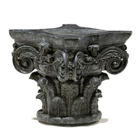 Maitland Smith, Patinated Bronze Corinthian Capital Side Table