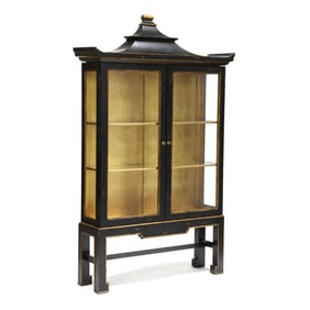 Contemporary Pagoda Form Large Display Cabinet