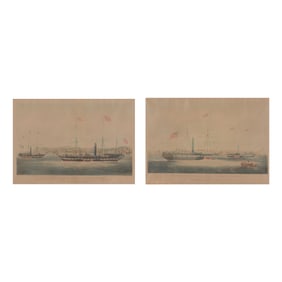 After William John Huggins (English, 1781-1845), Two Steam Ship Scenes