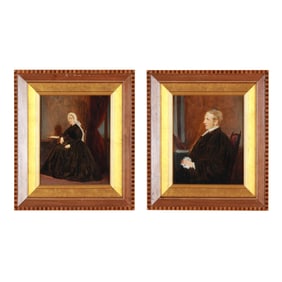 A Pair of Identified Hand-Colored Photograph Portraits