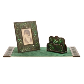 Tiffany Studios, Three Grapevine Desk Items