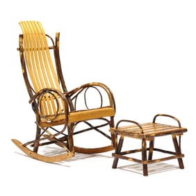 Amish Hickory Rocker with Ottoman