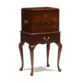Henkel Harris, Queen Anne Style Inlaid Mahogany Silver Chest