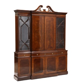 Karges, Chippendale Style Inlaid Mahogany Breakfront