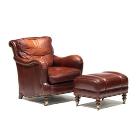 Whittemore Sherrill, Leather Club Chair and Ottoman
