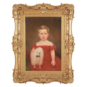 Attributed William Jennings (American, 19th Century), Portrait of a Young Walter Savage with Poodle