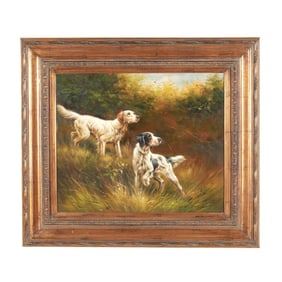 A Contemporary Decorative Painting of Two Setters
