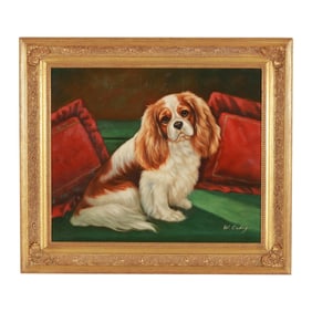 A Contemporary Decorative Painting of a Cavalier King Charles Spaniel