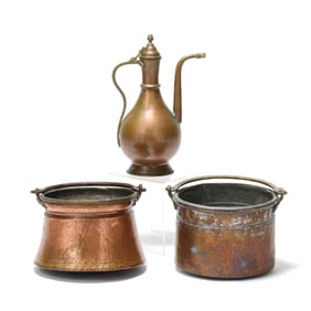 Three Antique Copper and Brass Vessels