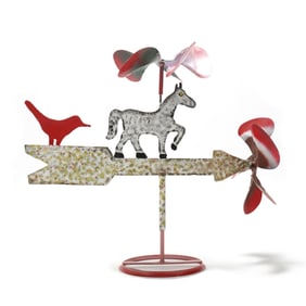 Vollis Simpson (NC, 1919-2013), Folk Art Whirligig with Pony and Cardinal