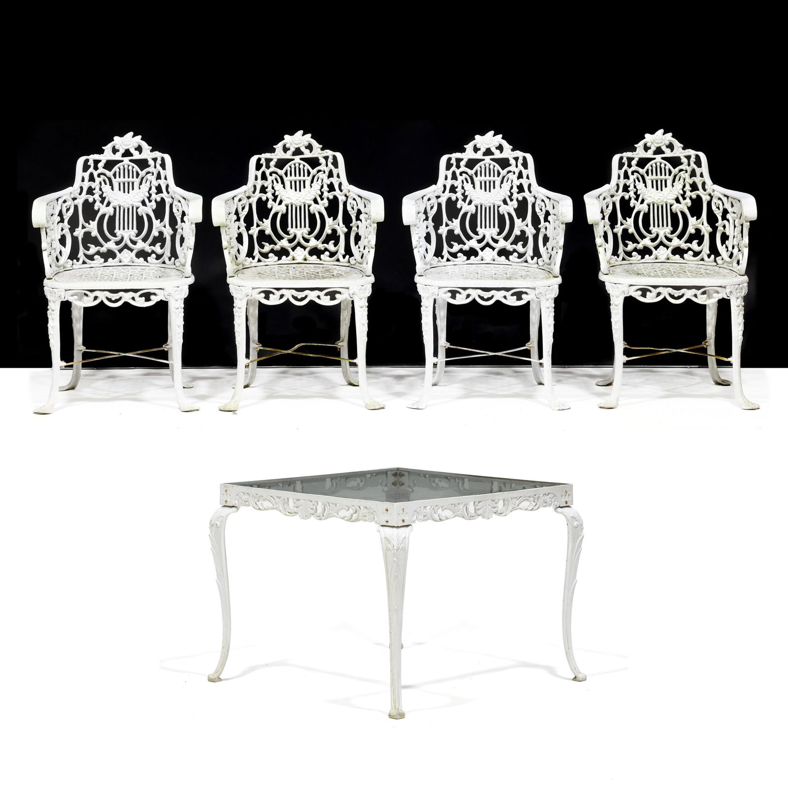 Manner of Robert Wood, Aluminum Patio Table and Four Chairs (1 of 12)