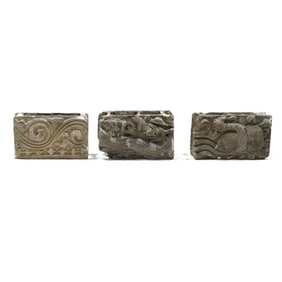 Three Double-Sided Architectural Cast Stone Relief Elements
