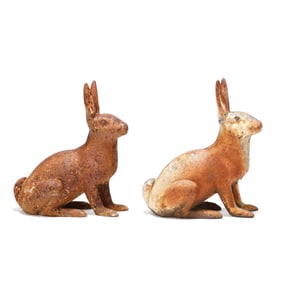Pair of Cast Iron Garden Rabbits