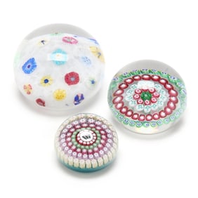 Two Baccarat and One Perthshire Glass Paperweights