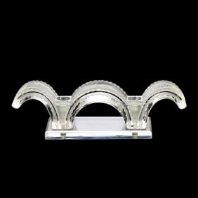 Lalique Crystal Art Deco Style Glass Candlestick