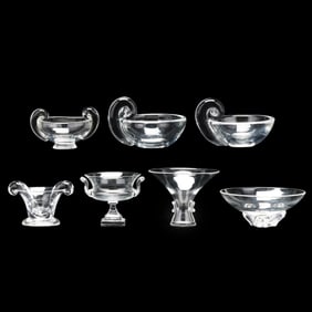 Seven Steuben Crystal Vessels