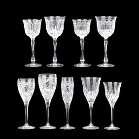 Nine Assorted Varga Crystal Stems
