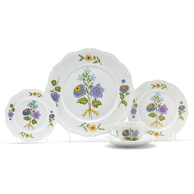 Set of Ceralene Fleurs de Printemps Limoges Porcelain Dinnerware