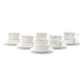 Set of Six Tiffany & Co. Porcelain Demitasse Cups and Six Saucers