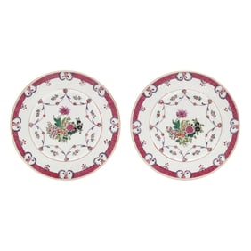 Attributed to Edme Samson, Chinese Export Style Footed Plates