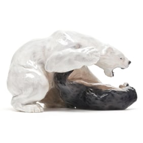 Royal Copenhagen, Porcelain Model of Polar Bear Hunting Seal