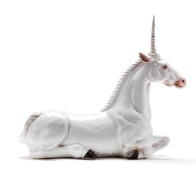 Italian Majolica Unicorn Sculpture