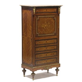French Empire Style Parquetry Inlaid Abattant