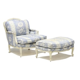 Louis XV Style Louis Mittman Bergere and Ottoman
