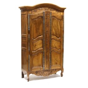 Louis XV Style Provincial Carved Walnut Armoire