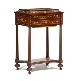 Edwardian Dutch Marquetry Inlaid Mahogany Work Table