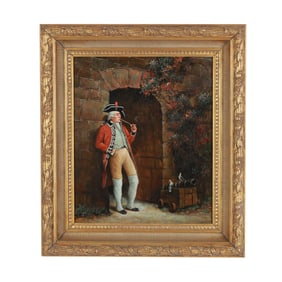 A Contemporary Decorative Painting of a Redcoat at Rest