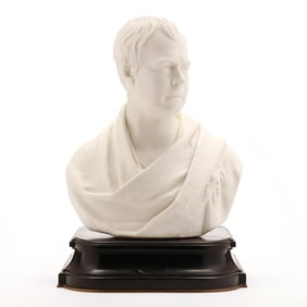 Copeland Parian Bust of Sir Walter Scott with Slate Pedestal