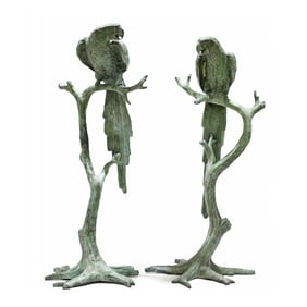 after Jules Moigniez (French, 1835-1894), Pair of Large Bronze Parrot Statues