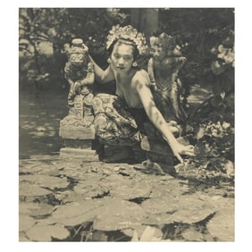Photograph of Ni Pollock (Balinese, 1917-1985) In a Garden
