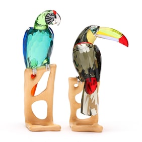 Two Swarovski Crystal Exotic Birds