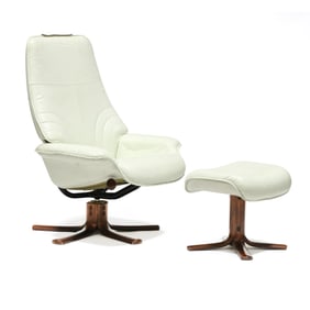 Hjellegjerde, Rosewood and Leather Lounge Chair and Ottoman