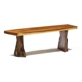 Modernist Teak and Root Wood Bench